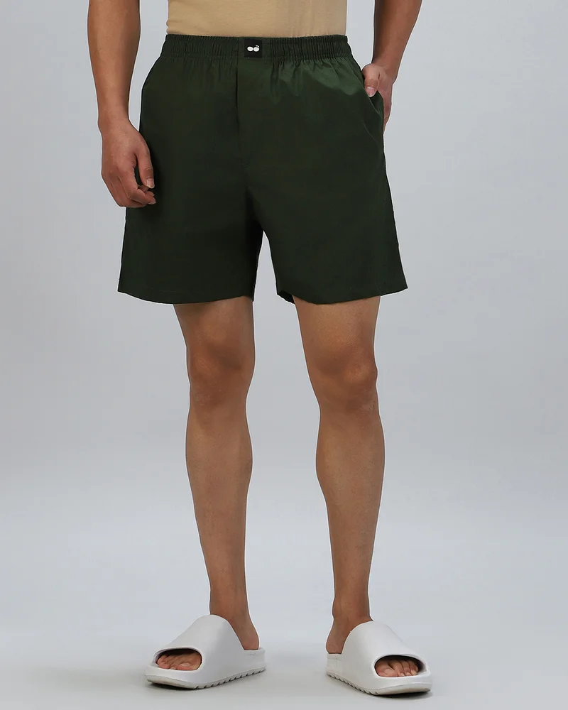 bewakoof Men's Olive Green Boxer